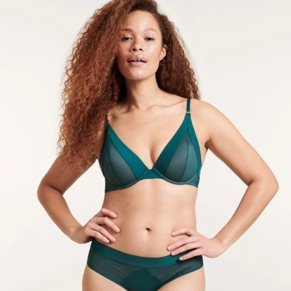 ThirdLove | Shadow Stripe Plunge Bra Lace (32D 1/2) - Picture 1 of 11